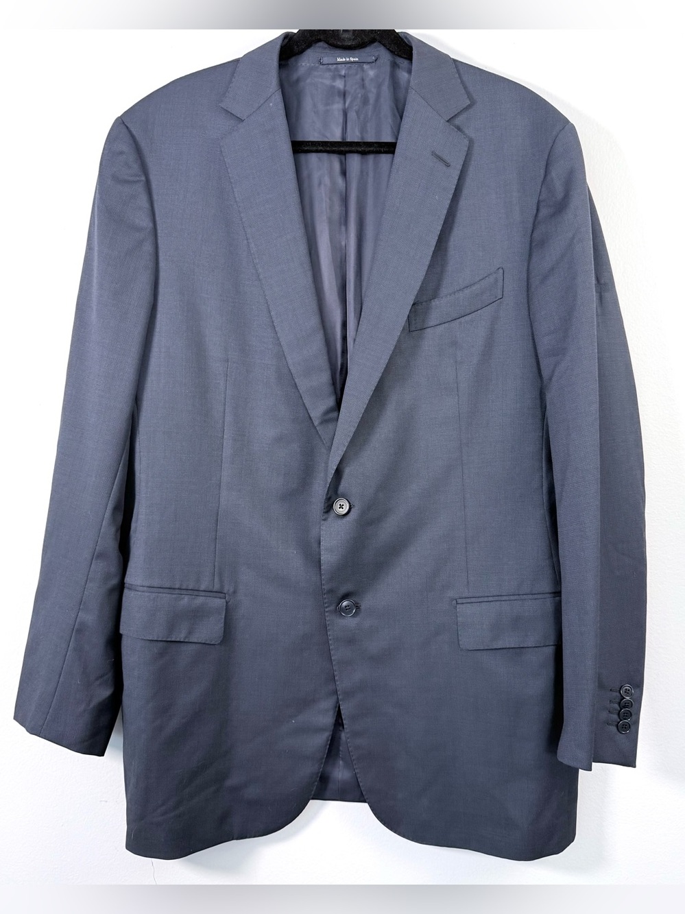 Zegna Men’s Navy Blue Blazer Jacket US 48L AII Season Twill 2 Button Wool